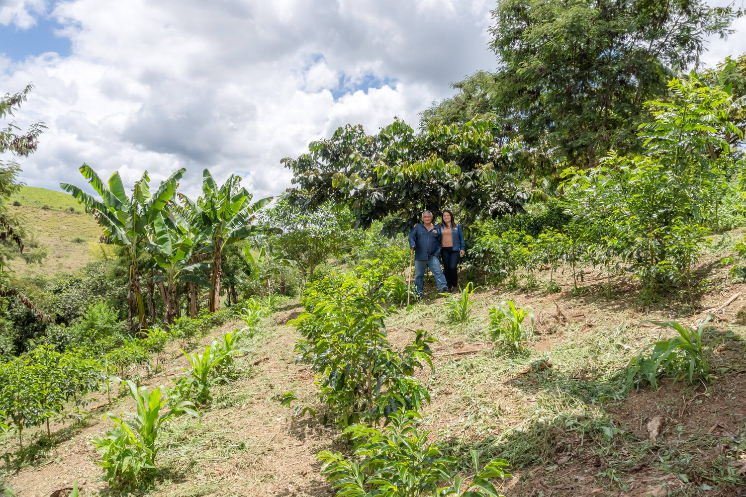 Paola Trujilla and father Carlos at their family farm in Colombia called Patio Bonito